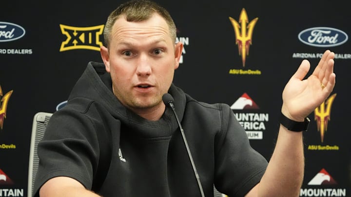Arizona State head coach Kenny Dillingham holds a news conference on Oct. 27, 2025, in Tempe. Arizona State head coach Kenny Dillingham holds a news conference on Oct. 27, 2025, in Tempe.