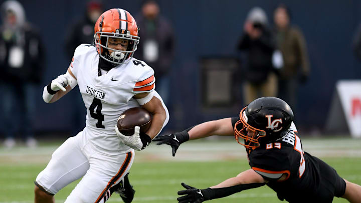 Ironton's Shaun Terry runs the ball against Liberty Center in OHSAA Division V state final, Saturday, Dec. 7, 2024, in Canton.