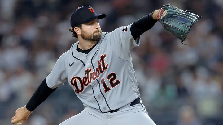 Detroit Tigers starting pitcher Casey Mize (12) pitches against the New York Yankees during the seventh inning at Yankee Stadium. Mandatory Credit: Brad Penner-Imagn Images Detroit Tigers starting pitcher Casey Mize (12) pitches against the New York Yankees during the seventh inning at Yankee Stadium. Mandatory Credit: Brad Penner-Imagn Images