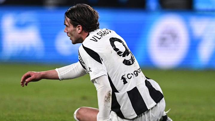 Juventus' Dusan Vlahovic is down and could be out in the summer