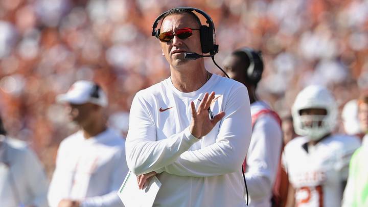 Texas coach Steve Sarkisian reacts during the first half against Oklahoma. Texas coach Steve Sarkisian reacts during the first half against Oklahoma.