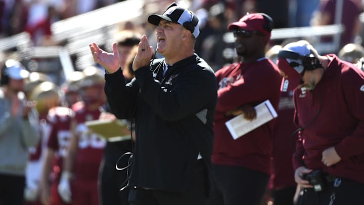 Oct 18, 2025; Chestnut Hill, Massachusetts, USA; Boston College Eagles head coach Bill O’Brien during the first half against the UConn Huskies at Alumni Stadium. Mandatory Credit: Bob DeChiara-Imagn Images Oct 18, 2025; Chestnut Hill, Massachusetts, USA; Boston College Eagles head coach Bill O’Brien during the first half against the UConn Huskies at Alumni Stadium. Mandatory Credit: Bob DeChiara-Imagn Images