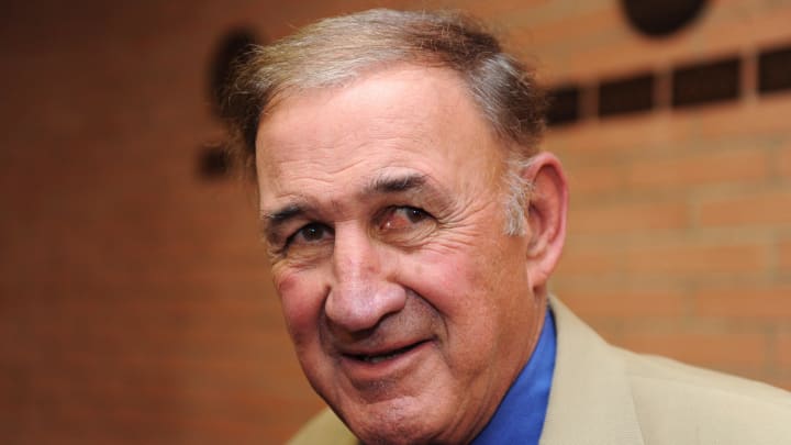 Jan 13, 2010; Los Angeles, CA, USA; Newly hired Southern California Trojans defensive coordinator Monte Kiffin at a press conference at Heritage Hall. Mandatory Credit: Kirby Lee/Image of Sport-USA TODAY Sports