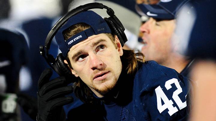 Penn State Nittany Lions linebacker Michael Mauti looks on during the 2012 game against the Wisconsin Badgers at Beaver Stadium. Penn State Nittany Lions linebacker Michael Mauti looks on during the 2012 game against the Wisconsin Badgers at Beaver Stadium.