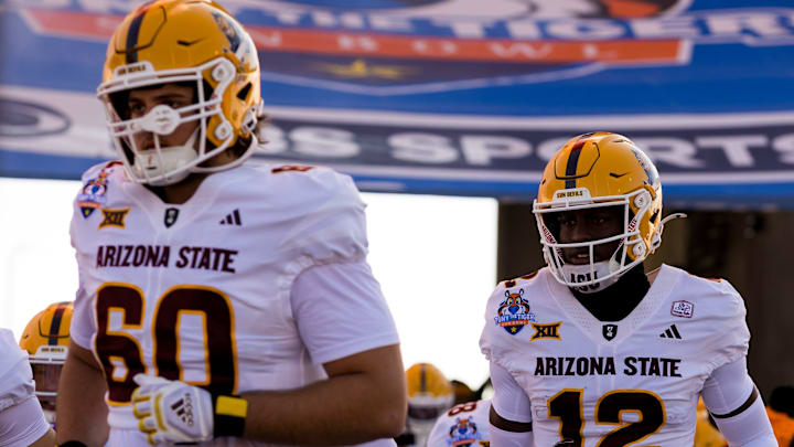 Arizona State football players takes the field before facing Duke in the Tony the Tiger Sun Bowl at Sun Bowl Stadium in El Paso, Texas, on Wednesday, Dec. 31, 2025. Arizona State football players takes the field before facing Duke in the Tony the Tiger Sun Bowl at Sun Bowl Stadium in El Paso, Texas, on Wednesday, Dec. 31, 2025.