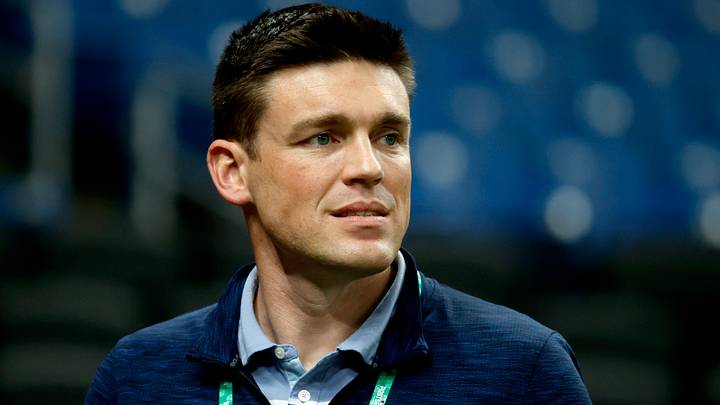 Oct 7, 2021; St. Petersburg, Florida, USA; Tampa Bay Rays general manager Erik Neander before game one of the 2021 ALDS at Tropicana Field. Mandatory Credit: Kim Klement-USA TODAY Sports