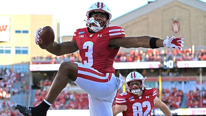 Wisconsin Badgers running back Abu Sama III. Wisconsin Badgers running back Abu Sama III.