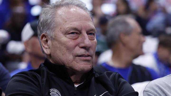 Apr 22, 2026; Detroit, Michigan, USA; Michigan State head basketball coach Tom Izzo watches during the first half of the game between the Detroit Pistons and the Orlando Magic during game two of the first round of the 2026 NBA Playoffs at Little Caesars Arena. Mandatory Credit: Rick Osentoski-Imagn Images Apr 22, 2026; Detroit, Michigan, USA; Michigan State head basketball coach Tom Izzo watches during the first half of the game between the Detroit Pistons and the Orlando Magic during game two of the first round of the 2026 NBA Playoffs at Little Caesars Arena. Mandatory Credit: Rick Osentoski-Imagn Images