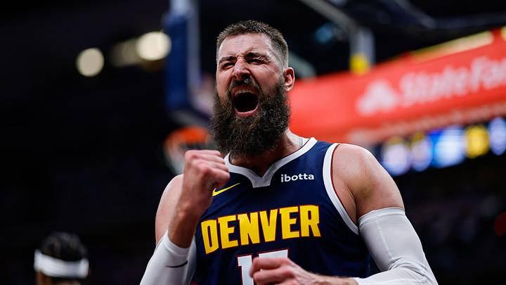 Apr 27, 2026; Denver, Colorado, USA; Denver Nuggets center Jonas Valanciunas (17) reacts after a play in the fourth quarter against the Minnesota Timberwolves during game five of the first round of the 2026 NBA Playoffs at Ball Arena. Mandatory Credit: Isaiah J. Downing-Imagn Images Apr 27, 2026; Denver, Colorado, USA; Denver Nuggets center Jonas Valanciunas (17) reacts after a play in the fourth quarter against the Minnesota Timberwolves during game five of the first round of the 2026 NBA Playoffs at Ball Arena. Mandatory Credit: Isaiah J. Downing-Imagn Images