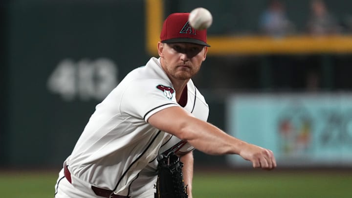 Mar 30, 2026; Phoenix, Arizona, USA; Arizona Diamondbacks pitcher Michael Soroka (34) throws against the Detroit Tigers in the first inning at Chase Field. Mandatory Credit: Rick Scuteri-Imagn Images Mar 30, 2026; Phoenix, Arizona, USA; Arizona Diamondbacks pitcher Michael Soroka (34) throws against the Detroit Tigers in the first inning at Chase Field. Mandatory Credit: Rick Scuteri-Imagn Images