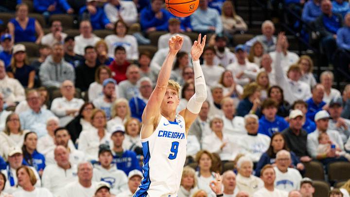 Creighton Bluejays guard Ty Davis (9) shoots the ball against the St. John's Red Storm during the second half at CHI Health Center Omaha.