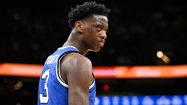 Nov 15, 2025; Boston, Massachusetts, USA; BYU Cougars forward AJ Dybantsa (3) looks on during the second half against the UConn Huskies at TD Garden. Mandatory Credit: Eric Canha-Imagn Images Nov 15, 2025; Boston, Massachusetts, USA; BYU Cougars forward AJ Dybantsa (3) looks on during the second half against the UConn Huskies at TD Garden. Mandatory Credit: Eric Canha-Imagn Images