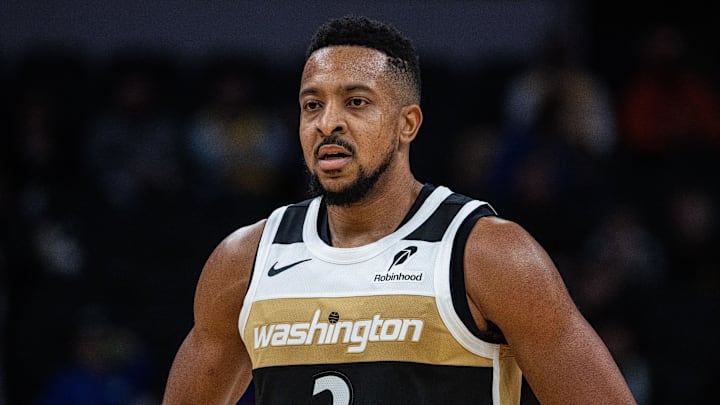 Dec 14, 2025; Indianapolis, Indiana, USA;  Washington Wizards guard CJ McCollum (3) in the second half against the Indiana Pacers at Gainbridge Fieldhouse. Mandatory Credit: Trevor Ruszkowski-Imagn Images