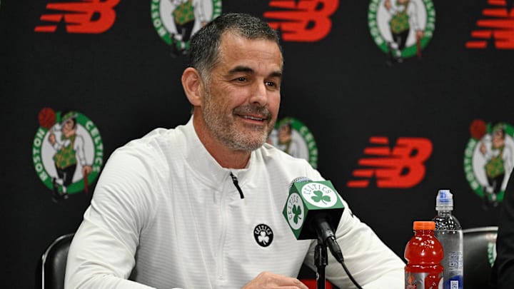 Sep 25, 2025; Boston, MA, USA;  Boston Celtics lead owner and governor Bill Chisholm speaks during a press conference at Auerbach Center. Mandatory Credit: Eric Canha-Imagn Images