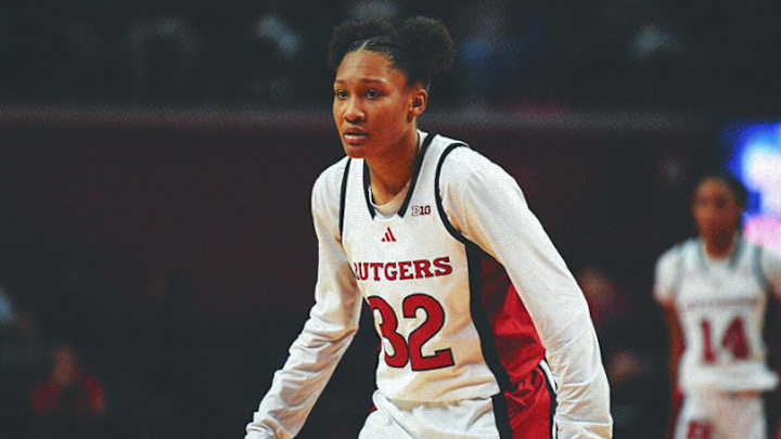 Rutgers women's basketball player Kiyomi McMiller (32) during a December 15, 2024 NCAAW game.