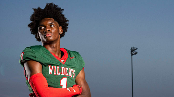 Lawrence North’s Monshun Sales poses for a photo Thursday, July 24, 2025, at Decatur Central High School in Indianapolis.