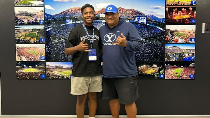 JJ Howard visits BYU and coach Kalani Sitake. JJ Howard visits BYU and coach Kalani Sitake.