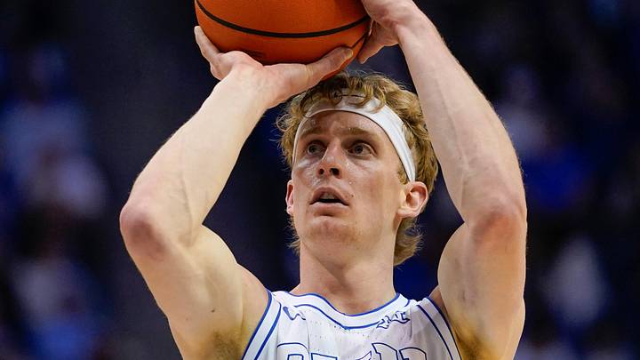 Feb 7, 2026; Provo, Utah, USA; BYU Cougars guard Richie Saunders (15) takes a free throw during the first half  against the Houston Cougars at Marriott Center. Mandatory Credit: Aaron Baker-Imagn Images