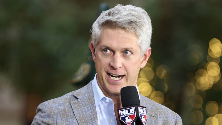 Dec 10, 2024; Dallas, TX, USA; Baltimore Orioles executive vice president and general manager Mike Elias talks on the set of MLB Network at the Hilton Anatole during the 2024 MLB Winter Meetings. Mandatory Credit: Tim Heitman-Imagn Images Dec 10, 2024; Dallas, TX, USA; Baltimore Orioles executive vice president and general manager Mike Elias talks on the set of MLB Network at the Hilton Anatole during the 2024 MLB Winter Meetings. Mandatory Credit: Tim Heitman-Imagn Images