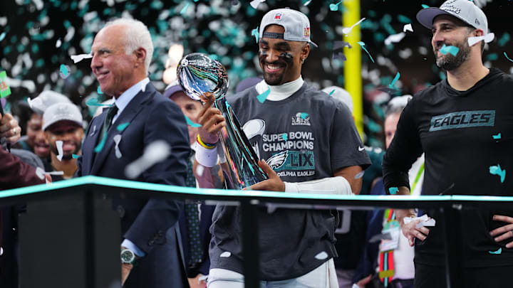 Jeffrey Lurie, Jalen Hurts, Nick Sirianni, Philadelphia Eagles