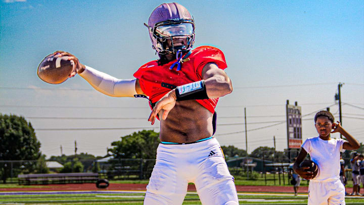 Malachi Zeigler on the football field prior to a scrimmage Malachi Zeigler on the football field prior to a scrimmage