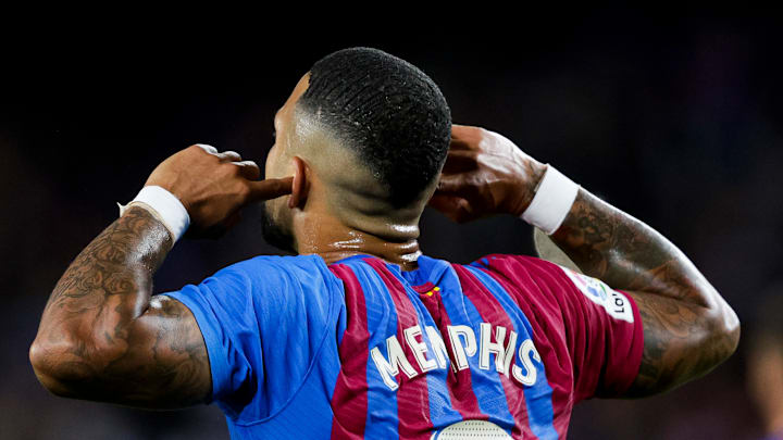 Memphis Depay celebrando un gol con el FC Barcelona Memphis Depay celebrando un gol con el FC Barcelona