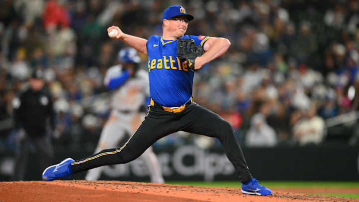 Seattle Mariners reliever Trent Thornton throws during a game against the Texas Rangers on April 11 at T-Mobile Park.