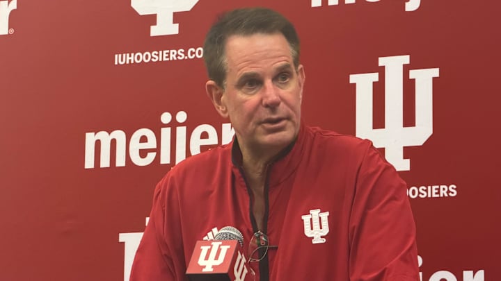 Indiana football coach Curt Cignetti speaks to media Nov. 15, 2025, after a 31-7 win over Wisconsin at Memorial Stadium.