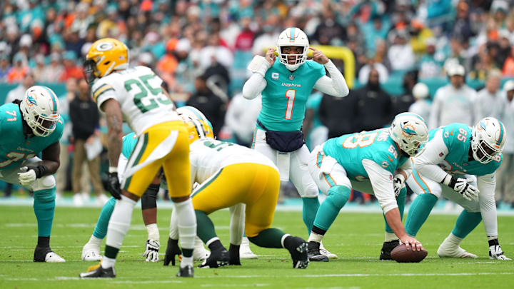 Tua Tagovailoa will lead the Miami Dolphins into Sunday's game against the Green Bay Packers.