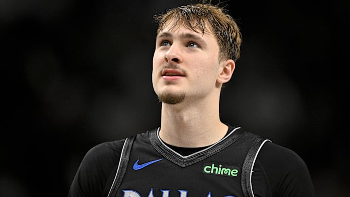 Mar 30, 2026; Dallas, Texas, USA; Dallas Mavericks forward Cooper Flagg (32) looks on during the second half against the Minnesota Timberwolves at the American Airlines Center. Mandatory Credit: Jerome Miron-Imagn Images