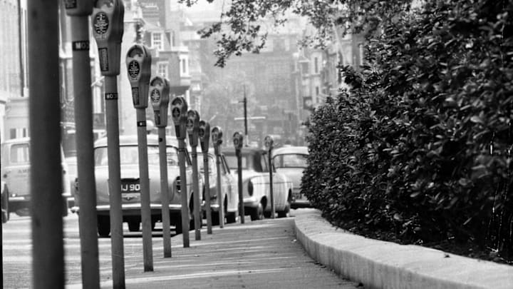 Parking metres in Grosvenor Square, London