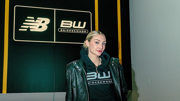 Cameron Brink at a New Balance pop-up at the 2025 NBA All-Star Weekend.