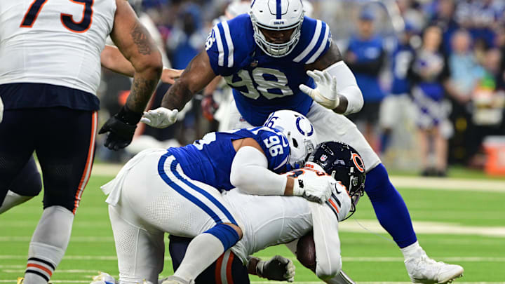 Taven Bryan sacks Bears QB Caleb Williams in last week's 21-16 Bears loss to the Indianapolis Colts. Taven Bryan sacks Bears QB Caleb Williams in last week's 21-16 Bears loss to the Indianapolis Colts.