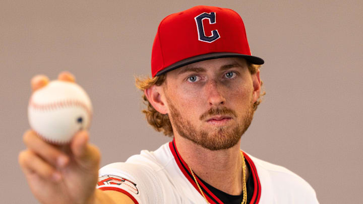 Feb 19, 2026; Goodyear, AZ, USA; Cleveland Guardians pitcher Tanner Bibee (28) during media day in Goodyear. Mandatory Credit: Arianna Grainey-Imagn Images Feb 19, 2026; Goodyear, AZ, USA; Cleveland Guardians pitcher Tanner Bibee (28) during media day in Goodyear. Mandatory Credit: Arianna Grainey-Imagn Images