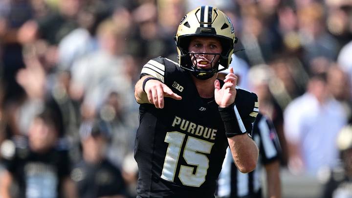 Purdue Boilermakers quarterback Ryan Browne (15) throws a pass.