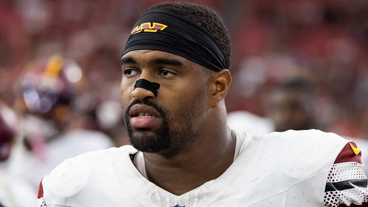 Sep 29, 2024; Glendale, Arizona, USA; Washington Commanders defensive tackle Jonathan Allen (93) against the Arizona Cardinals at State Farm Stadium. Mandatory Credit: Mark J. Rebilas-Imagn Images Sep 29, 2024; Glendale, Arizona, USA; Washington Commanders defensive tackle Jonathan Allen (93) against the Arizona Cardinals at State Farm Stadium. Mandatory Credit: Mark J. Rebilas-Imagn Images
