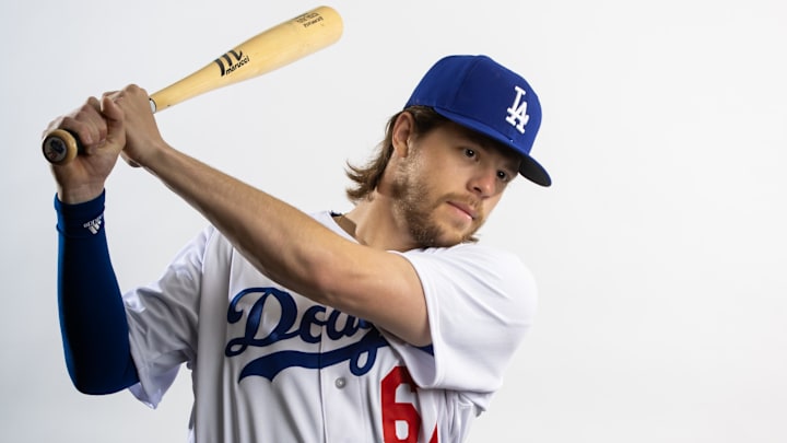 Feb 22, 2023; Glendale, AZ, US; Los Angeles Dodgers catcher Hunter Feduccia poses for a portrait