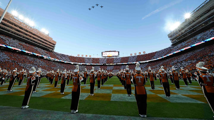 A flyover during a game between Florida and Tennessee in Neyland Stadium, in Knoxville, Tenn., Saturday, Oct. 12, 2024.