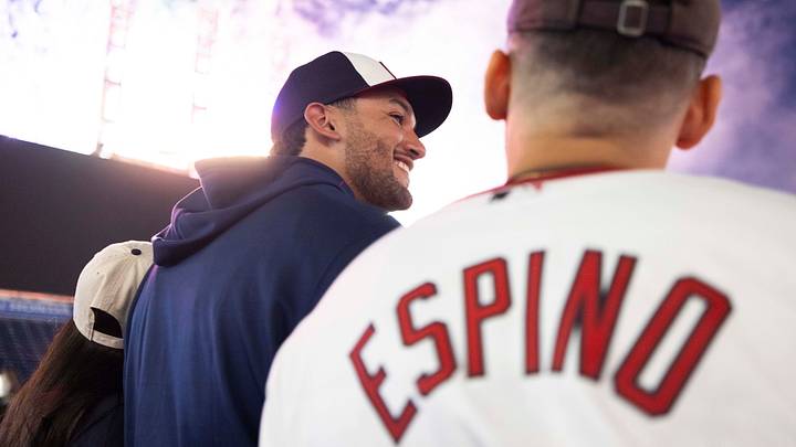 Jun 12, 2026: Cleveland Guardians pitcher Daniel Espino (41) watches the postgame fireworks with family following the win against the Detroit Tigers at Progressive Field. Credit: Scott Galvin-Imagn Images Jun 12, 2026: Cleveland Guardians pitcher Daniel Espino (41) watches the postgame fireworks with family following the win against the Detroit Tigers at Progressive Field. Credit: Scott Galvin-Imagn Images