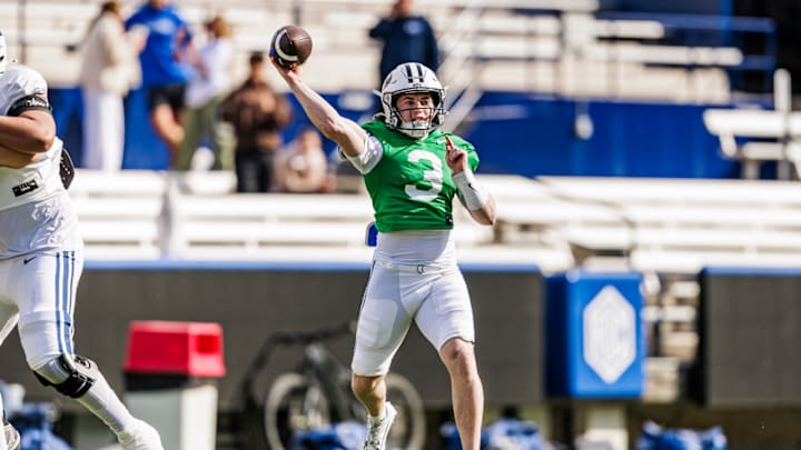BYU quarterback McCae Hillstead during Spring practice BYU quarterback McCae Hillstead during Spring practice