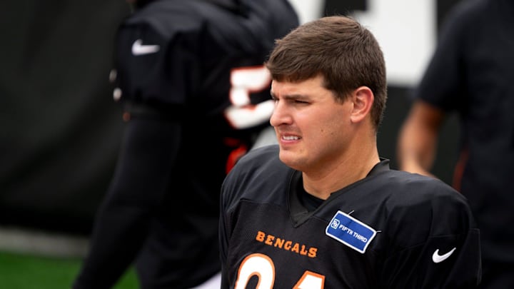 Cincinnati Bengals defensive end Trey Hendrickson (91) smiles during Cincinnati Bengals practice at Paycor Stadium on Thursday, Aug. 8, 2024. Cincinnati Bengals defensive end Trey Hendrickson (91) smiles during Cincinnati Bengals practice at Paycor Stadium on Thursday, Aug. 8, 2024.