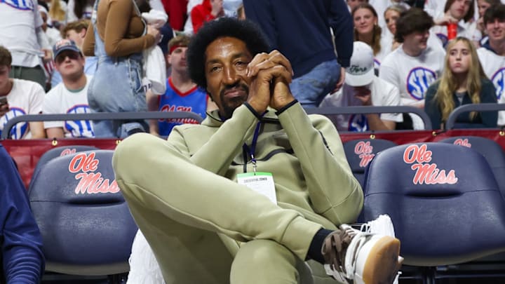Hall of Famer Scottie Pippen at the SJB Pavilion prior to a basketball game between the Ole Miss Rebels and Texas Longhorns. Hall of Famer Scottie Pippen at the SJB Pavilion prior to a basketball game between the Ole Miss Rebels and Texas Longhorns.