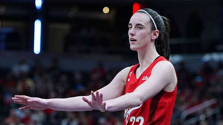 Caitlin Clark gestures during an Indiana Fever game. Caitlin Clark gestures during an Indiana Fever game.