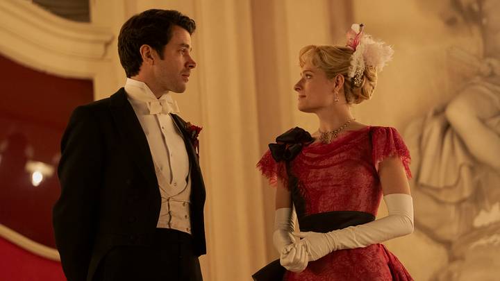 Harry Richardson and Louisa Jacobson in The Gilded Age season 3 episode 8 on HBO Harry Richardson and Louisa Jacobson in The Gilded Age season 3 episode 8 on HBO