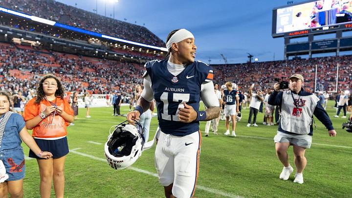 Auburn Tigers quarterback Byrum Brown (17) was the Tigers' highest-graded player in the win over Vanderbilt by PFF.