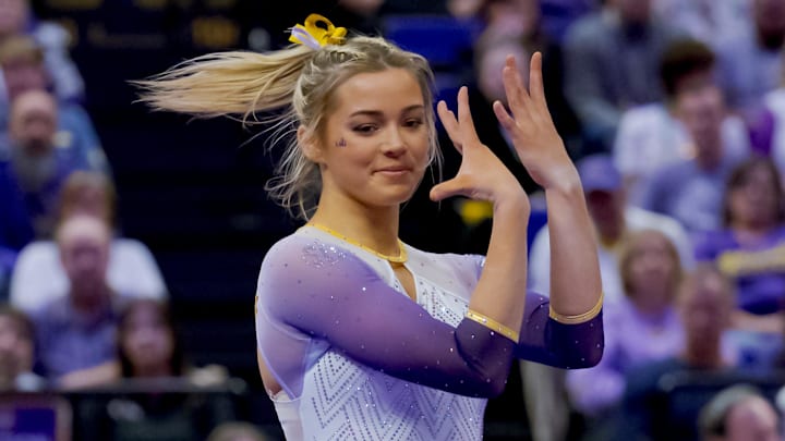 Livvy Dunne performs for LSU Tigers Gymnastics team