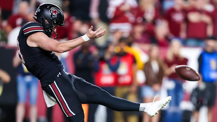 Nov 18, 2023; Columbia, South Carolina, USA; South Carolina Gamecocks punter Kai Kroeger (39) in the second half at Williams-Brice Stadium. Mandatory Credit: Jeff Blake-Imagn Images Kentucky