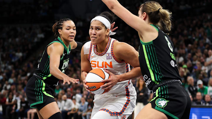 Then-Connecticut Sun forward Brionna Jones on Oct 8, 2024.