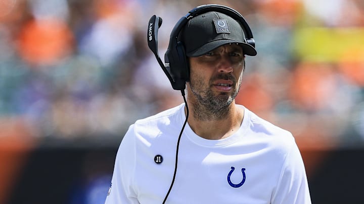 Indianapolis Colts head coach Shane Steichen during the second half in the game against the Cincinnati Bengals at Paycor Stadium. Mandatory Credit: Katie Stratman-Imagn Images
