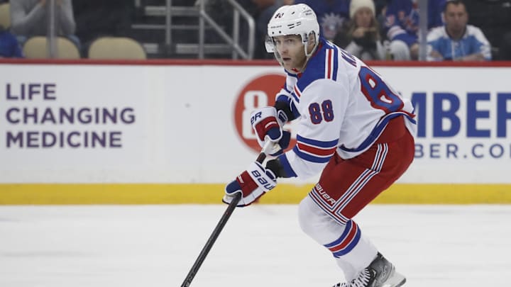 Mar 12, 2023; Pittsburgh, Pennsylvania, USA;  New York Rangers right wing Patrick Kane (88) skates